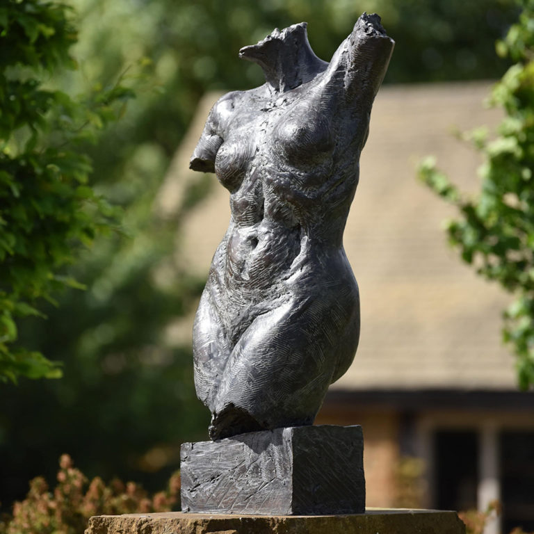 bronze figurative sculpture of torso