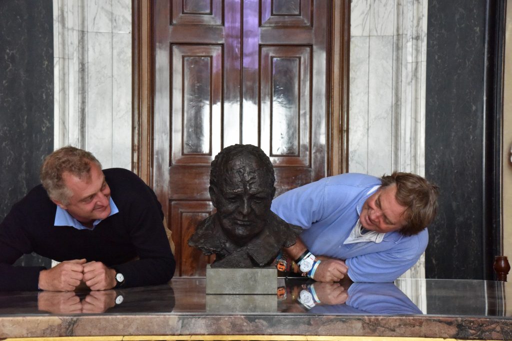 Hamish and the Duke looking at Churchill bust