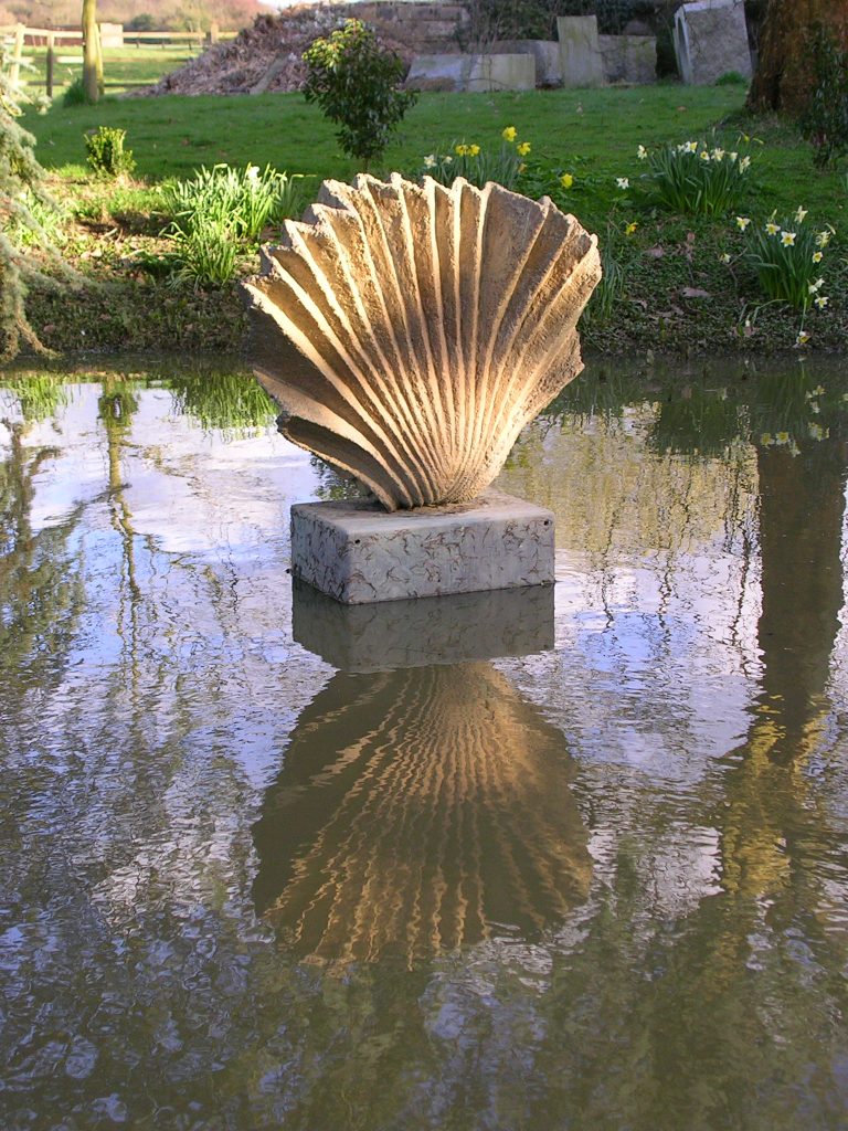 fossil sculpture placed in water