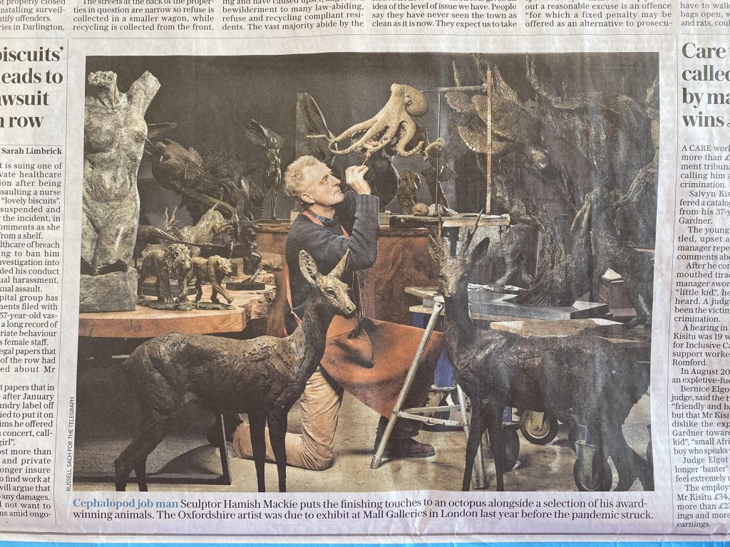 The Daily Telegraph image of Hamish in workshop