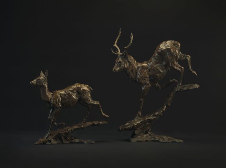 Hamish's deer sculptures in bronze