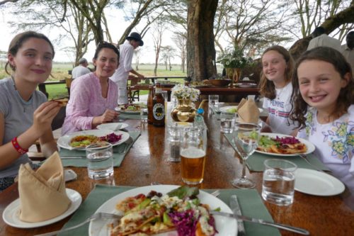 Mackie family having breakfast at Northern Rangelands Trust