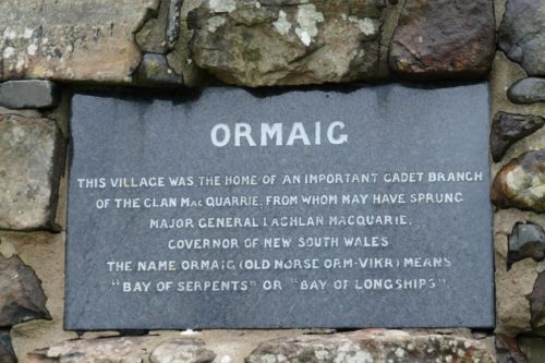 MacQuarrie plaque at Ormaig