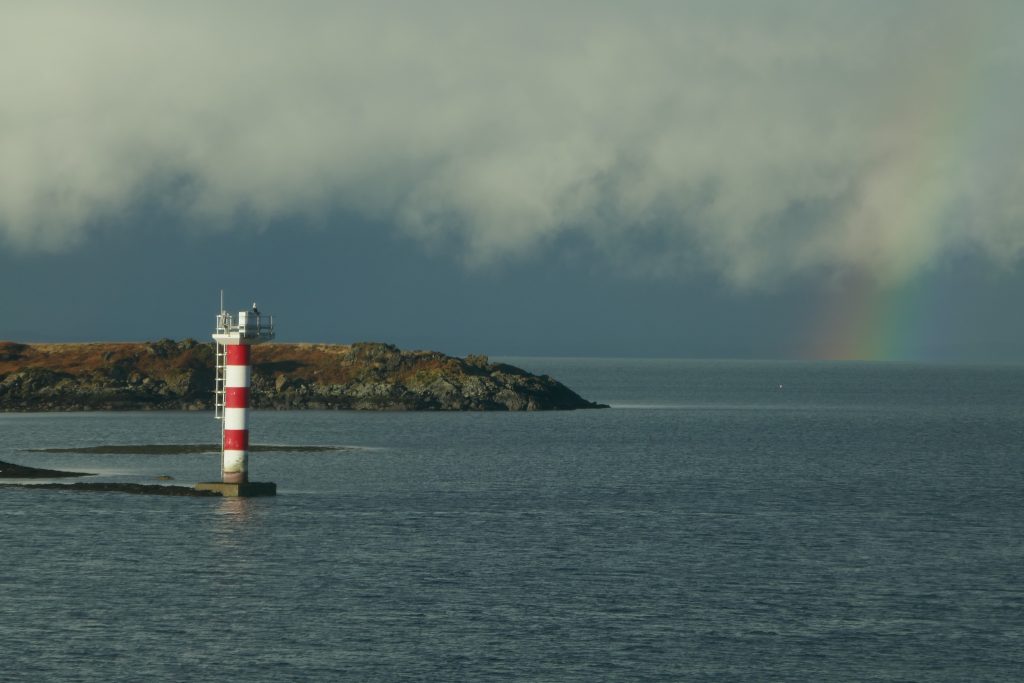 Ulva lighthouse and rainbow