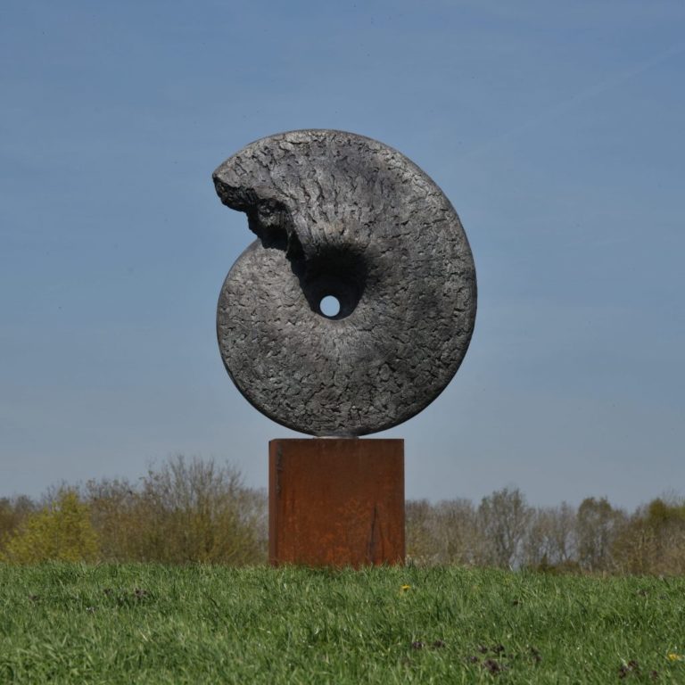 stainless steel ammonite fossil sculpture