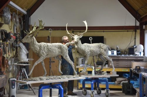 clay models of fallow deer