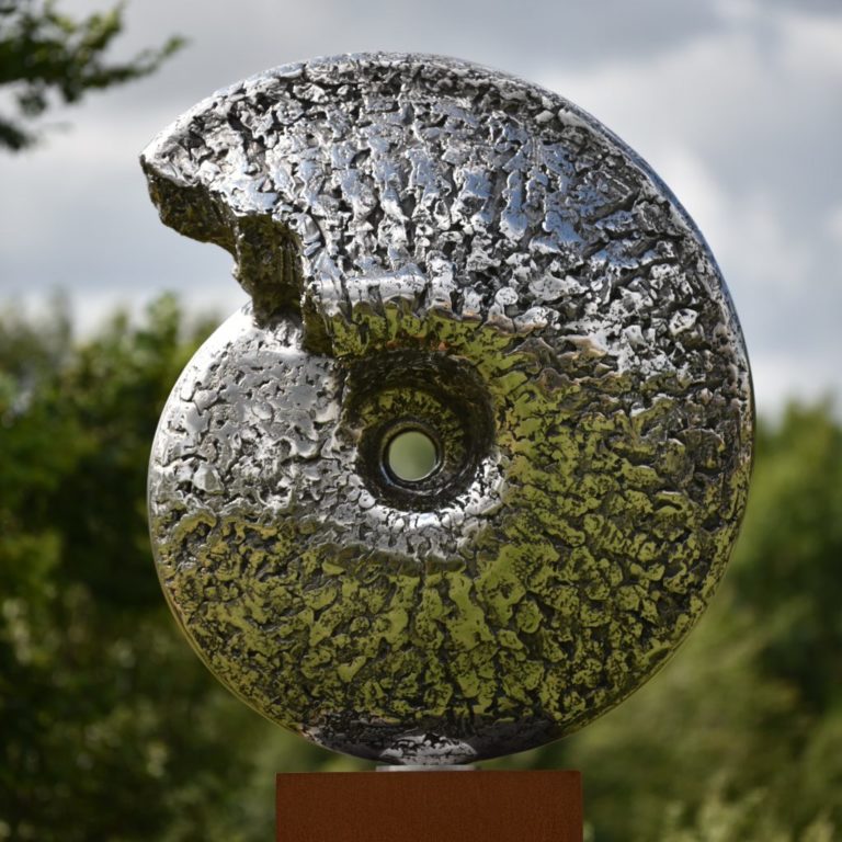 stainless steel ammonite sculpture