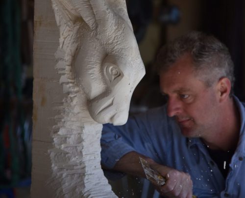 carved hare sculpture