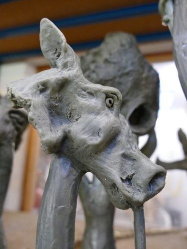 wax model horse head sculpture