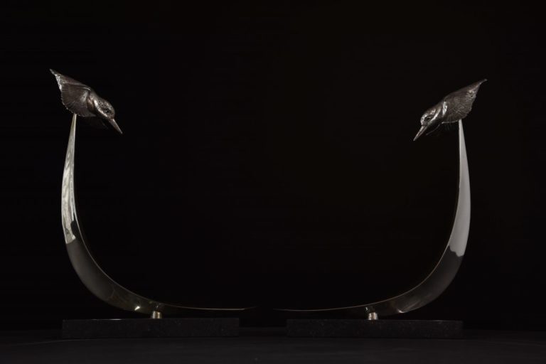 silver kingfisher sculptures