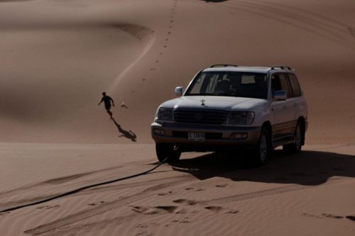 driving through desert