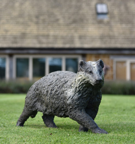 bronze badger sculpture