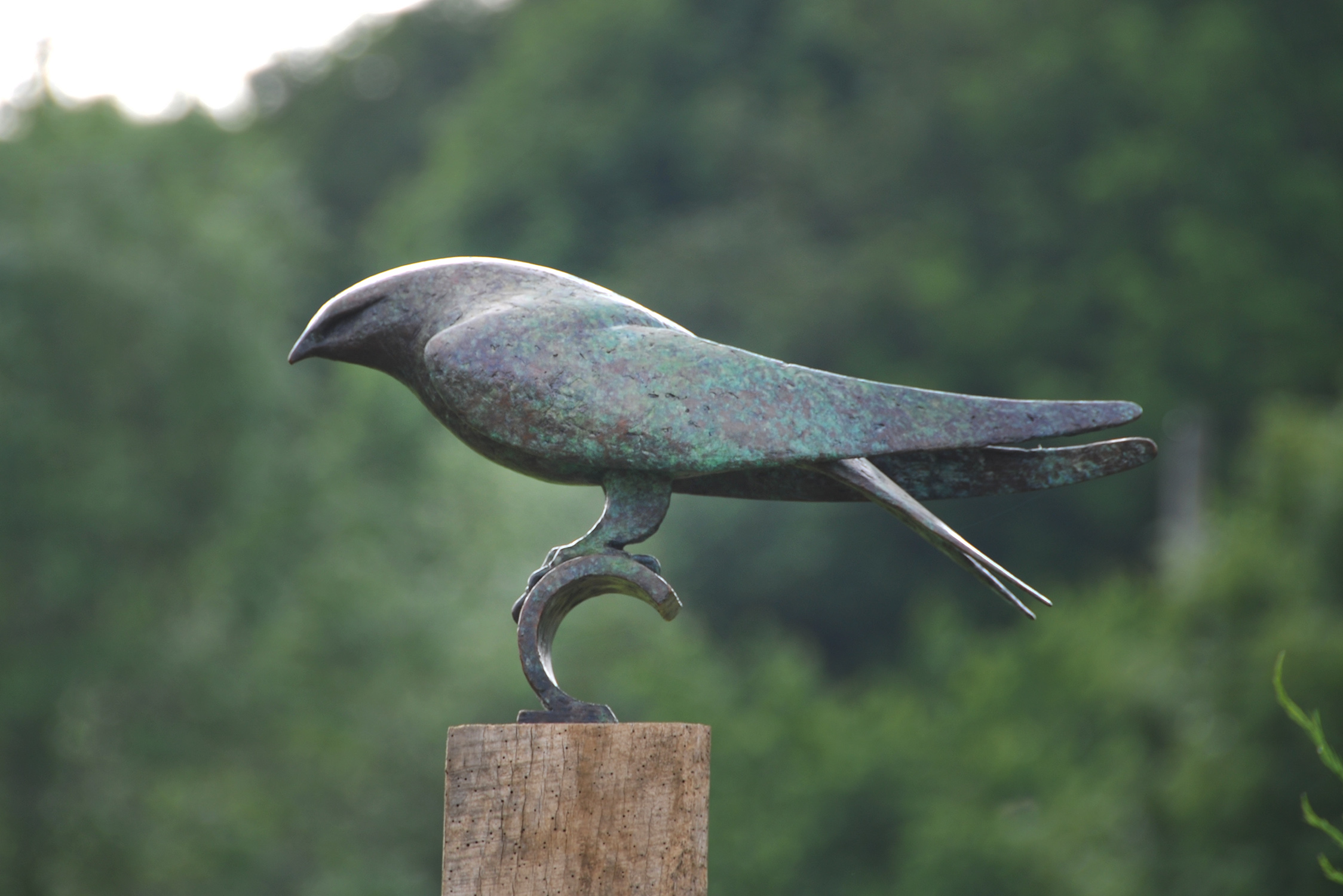Bronze sculpture of stylised bird form by Hamish