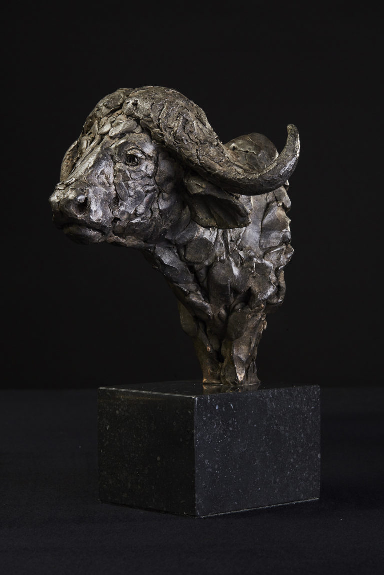 sculpture of cape buffalo head