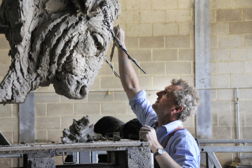 Hamish sculpting Bull head