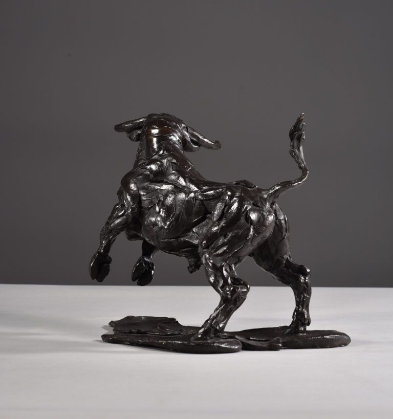 Bronze bull sculpture