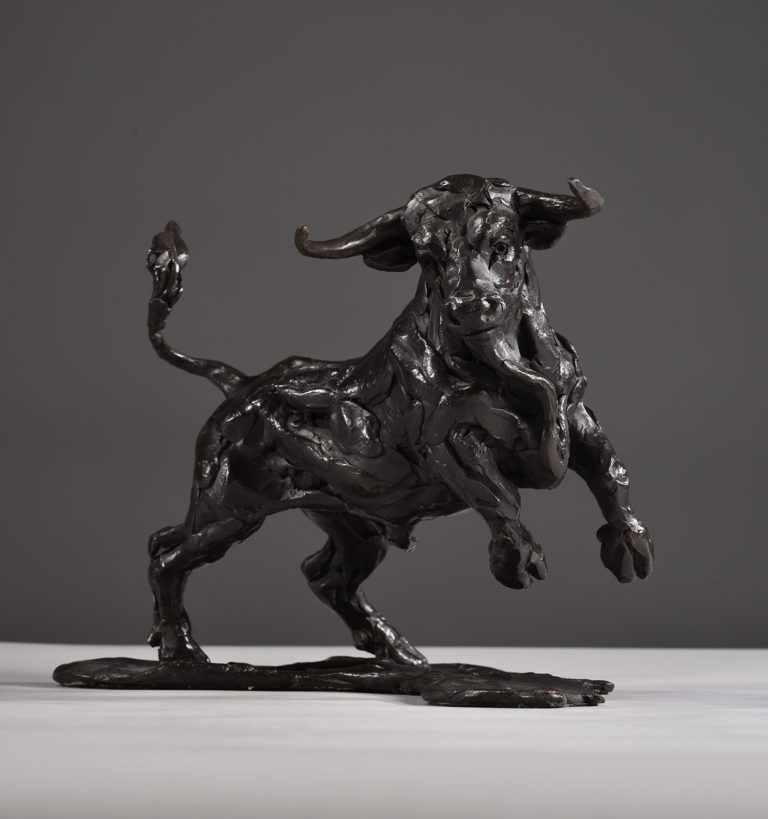 Bronze bull sculpture by Hamish Mackie