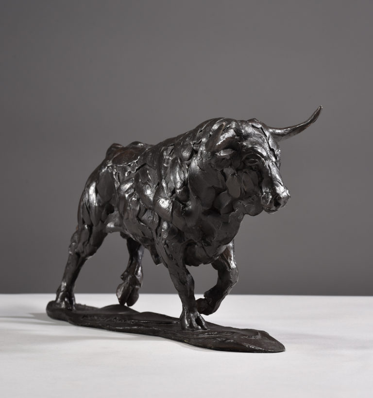 bull sculpture in bronze