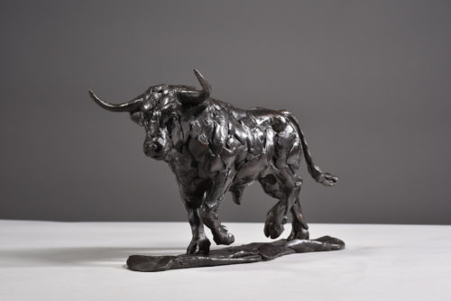 walking bull sculpture