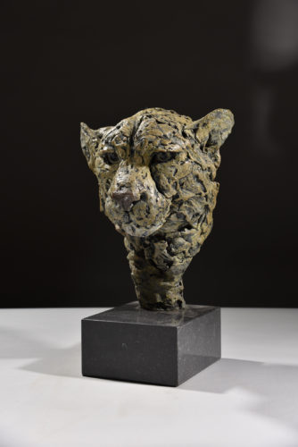 cheetah head sculpture by Mackie
