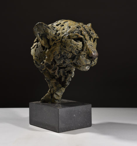 cheetah head sculpture from mud original
