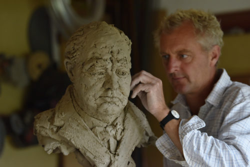 Hamish working on Winston Churchill bust