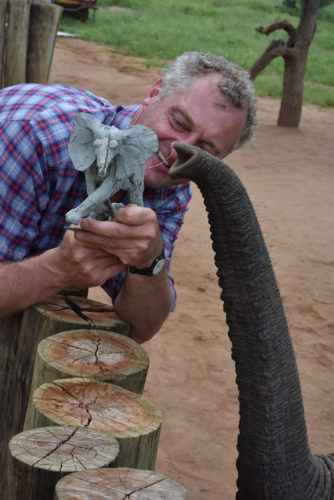 Hamish with elephant calf