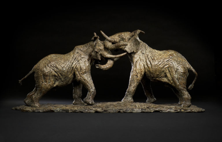 Bull Elephants sculpture