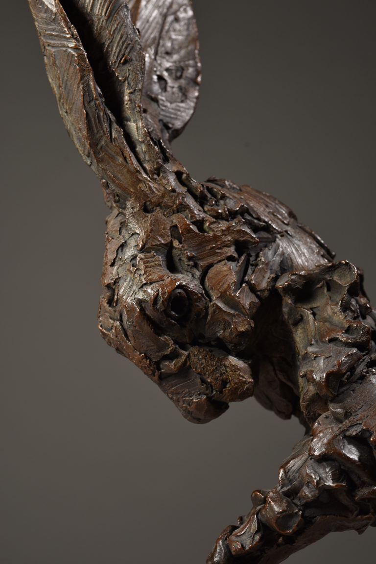 hare head bronze sculpture