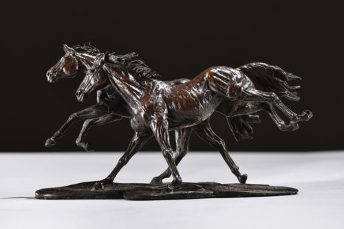 bronze sculpture of Goodman's Two Horses Running Together Scale 1:18