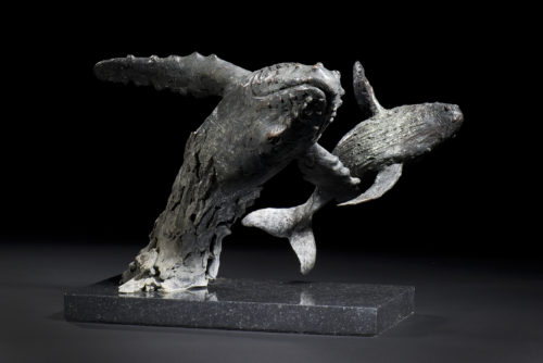 Humpback Mother and Calf in bronze
