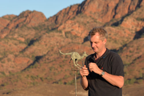 Hamish sculpting kangaroo outdoors