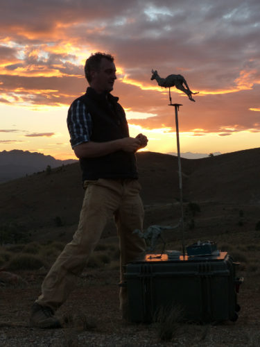 Hamish at sunset sculpting kangaroo