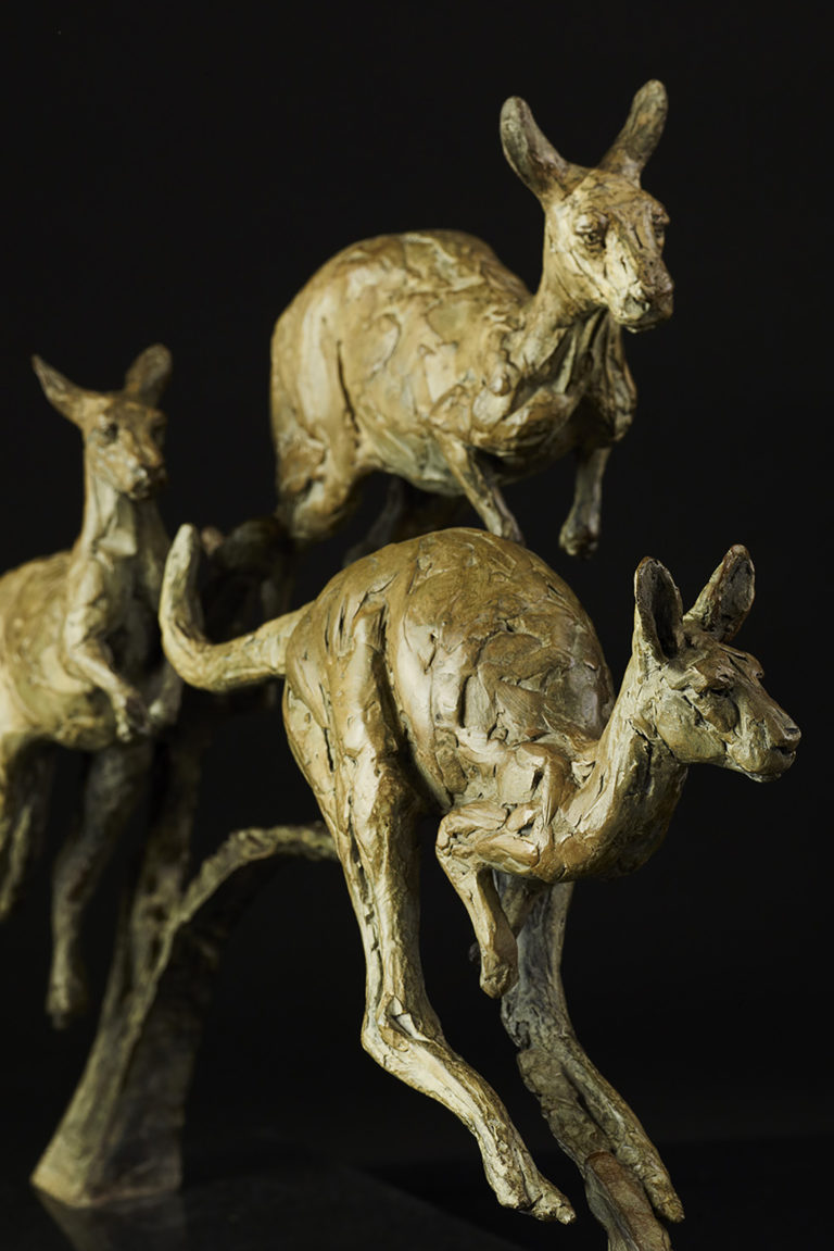 bronze sculpture of kangaroo by Hamish Mackie