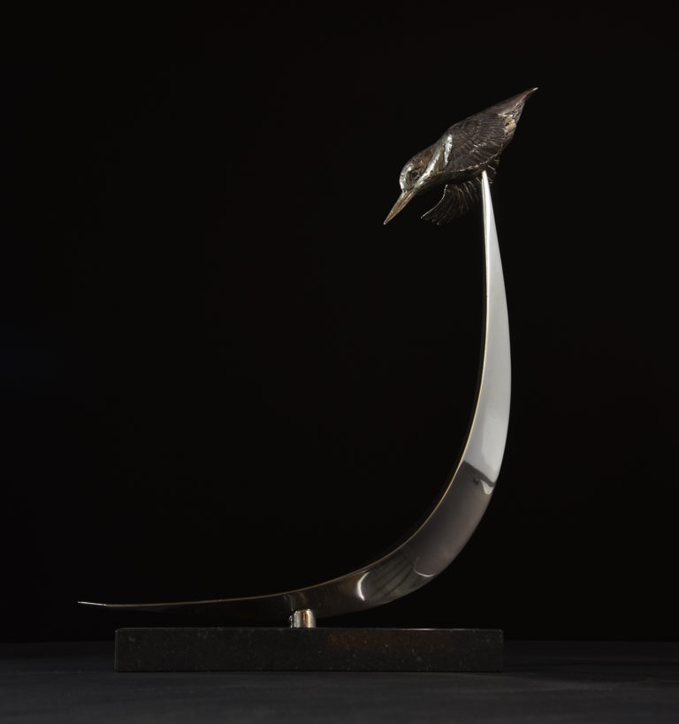 silver kingfisher sculpture