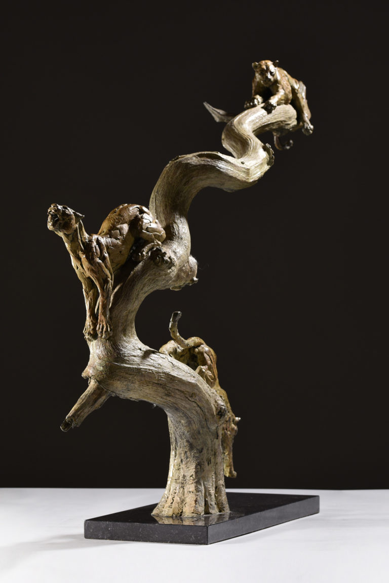 bronze leopards sculpture