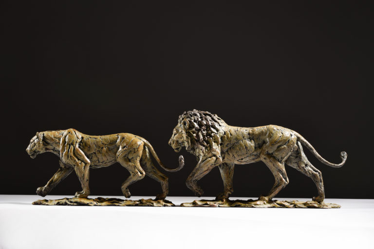 two lion sculpture