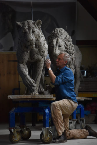 Hamish making life size bronze lioness