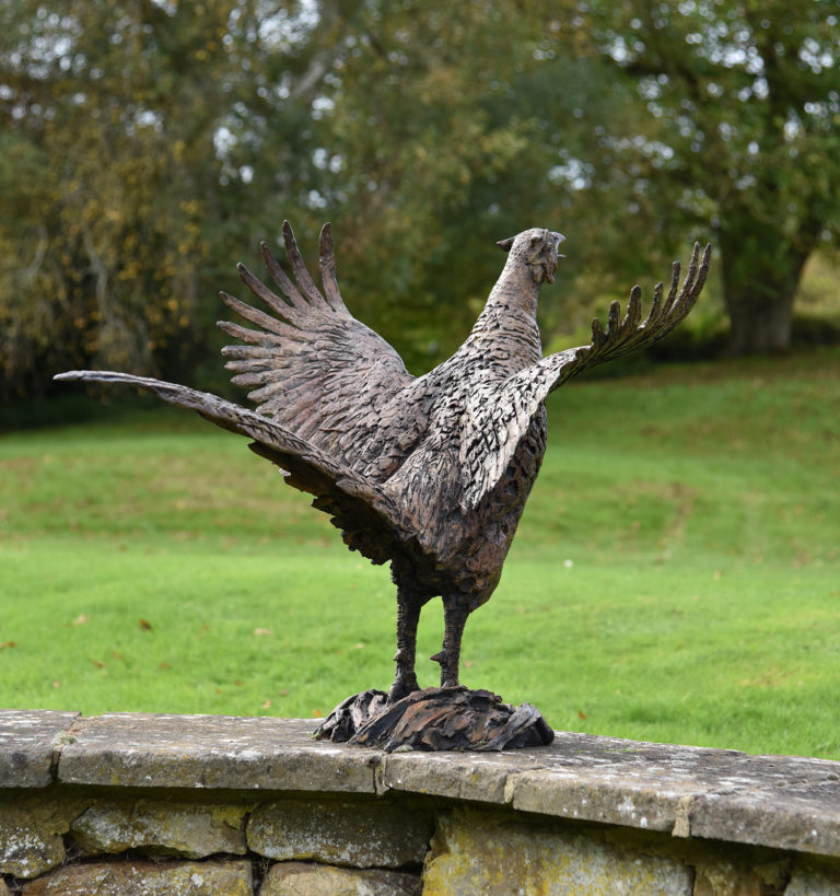 pheasant sculpture in bronze