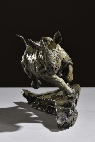sculpture of black rhino