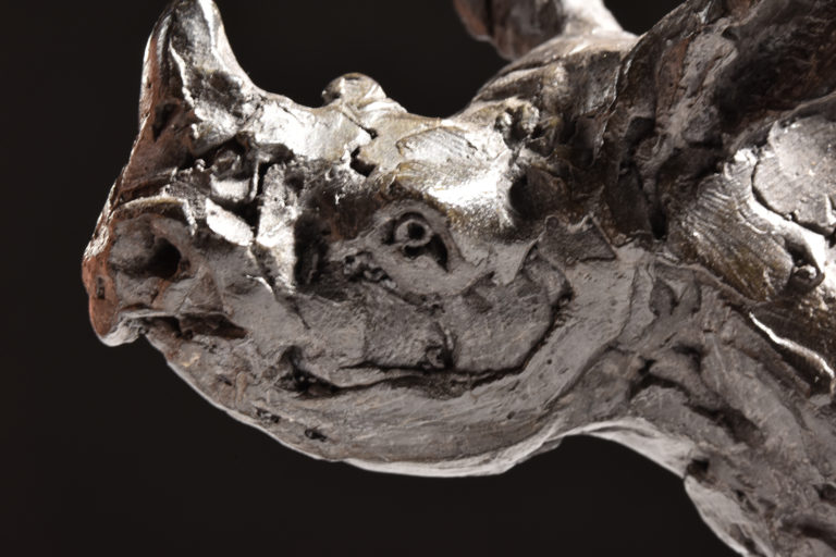 detail of black rhino baby sculpture