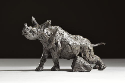 black rhino baby sculpture