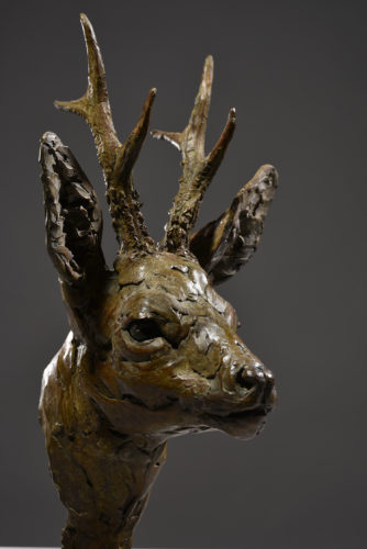 roe buck sculpture in bronze