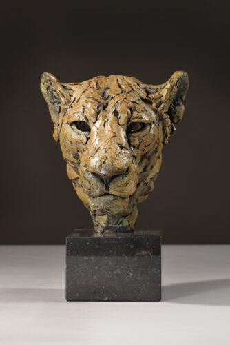 bronze lioness head
