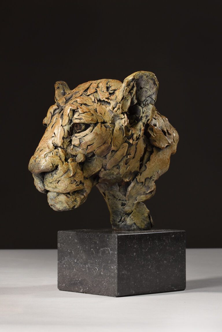 sculpture of lioness head