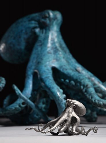 large bronze octopus with titanium octopus