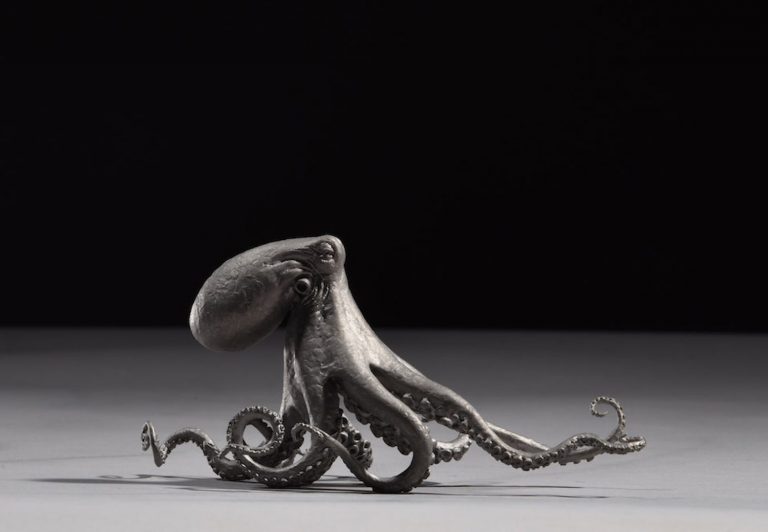 Titanium sculpture of octopus