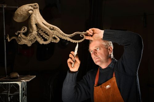 Hamish sculpting octopus