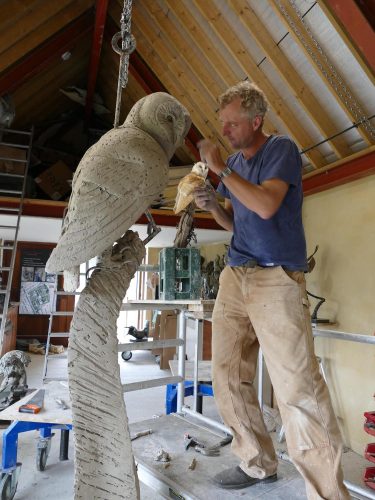 Hamish in studio working on sculpture