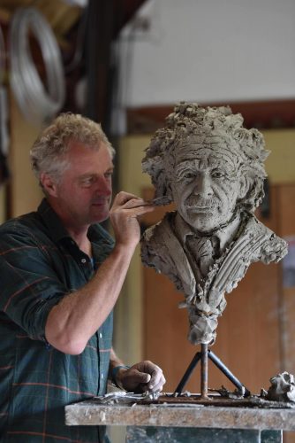 Hamish making Albert Einstein sculpture